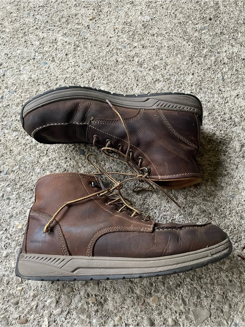 CARHARTT Men's Size 11.5 M CMX4023 Lightweight Casual Wedge Brown Work Boots